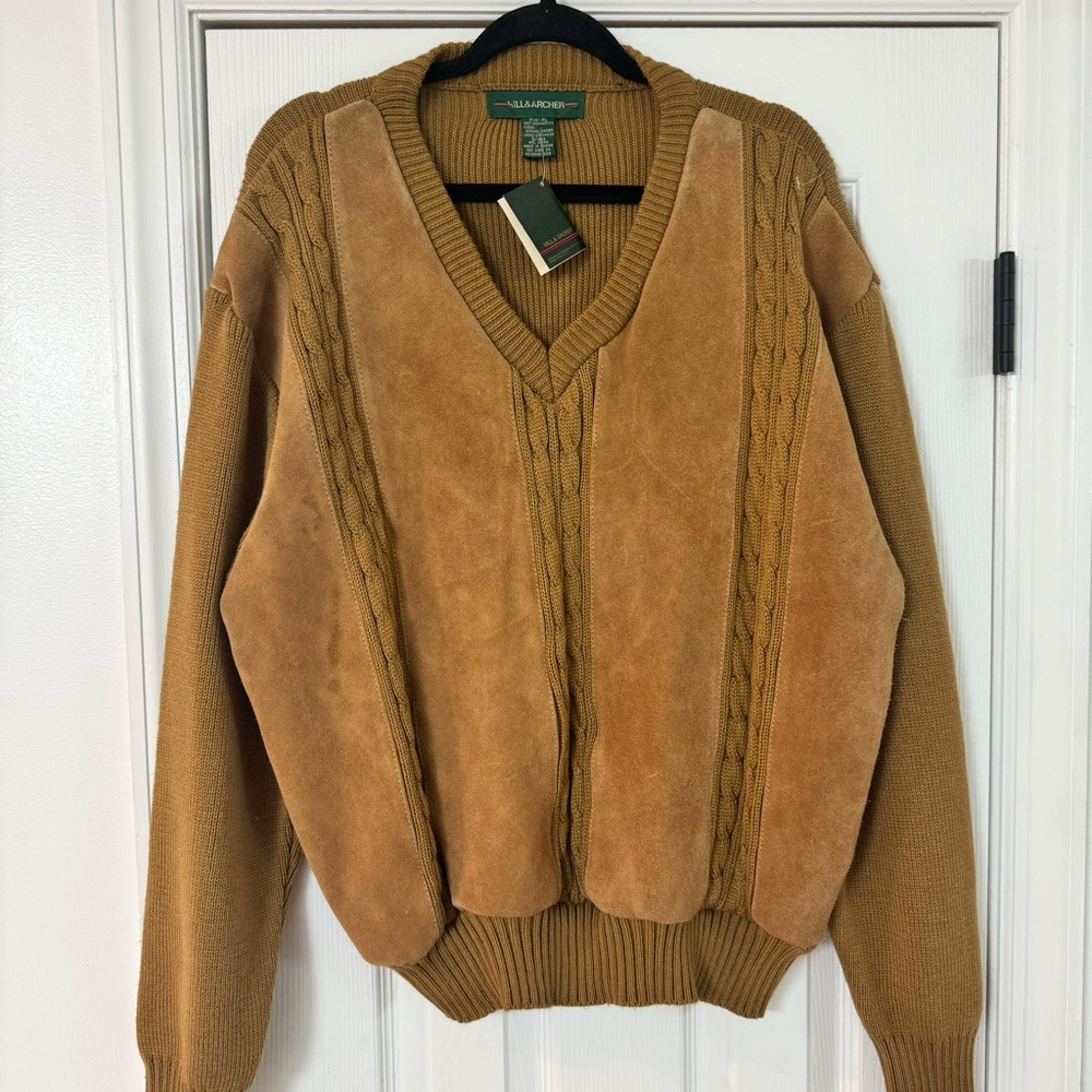 NWTS Vintage Hill & Archer suede sweater  sz XL
